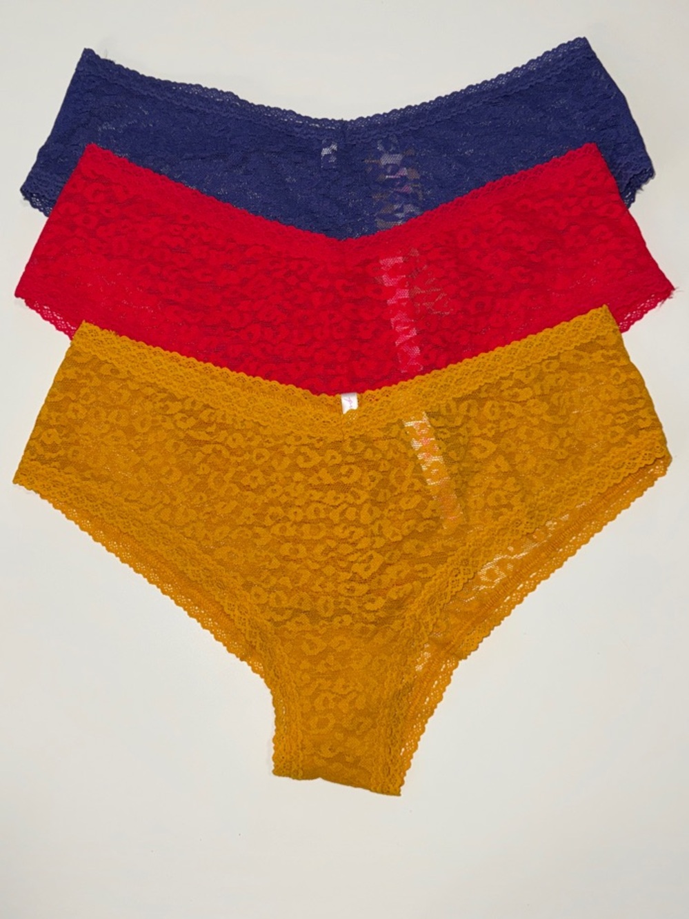 PINK Victoria's Secret Lace Bikini Briefs in Navy, Red, Mustard